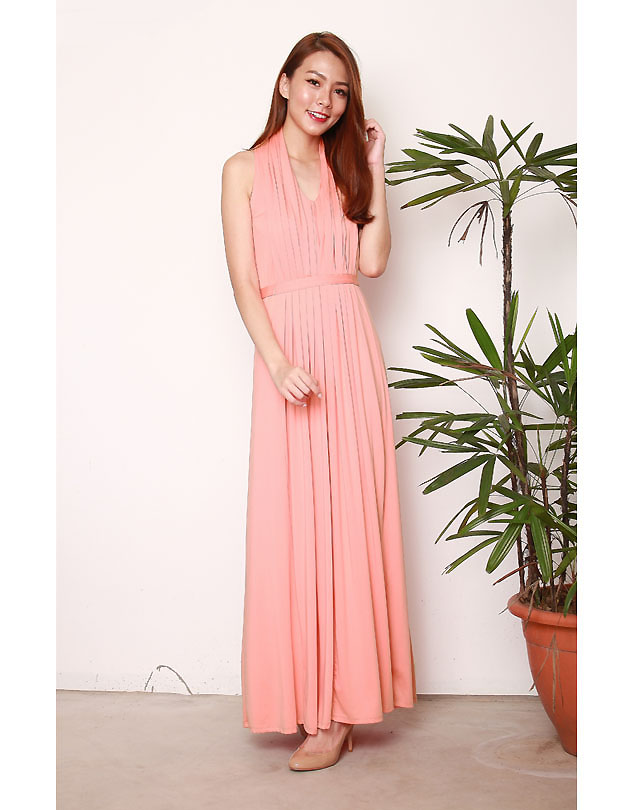 Marilyn Maxi Dress in Peach Pink